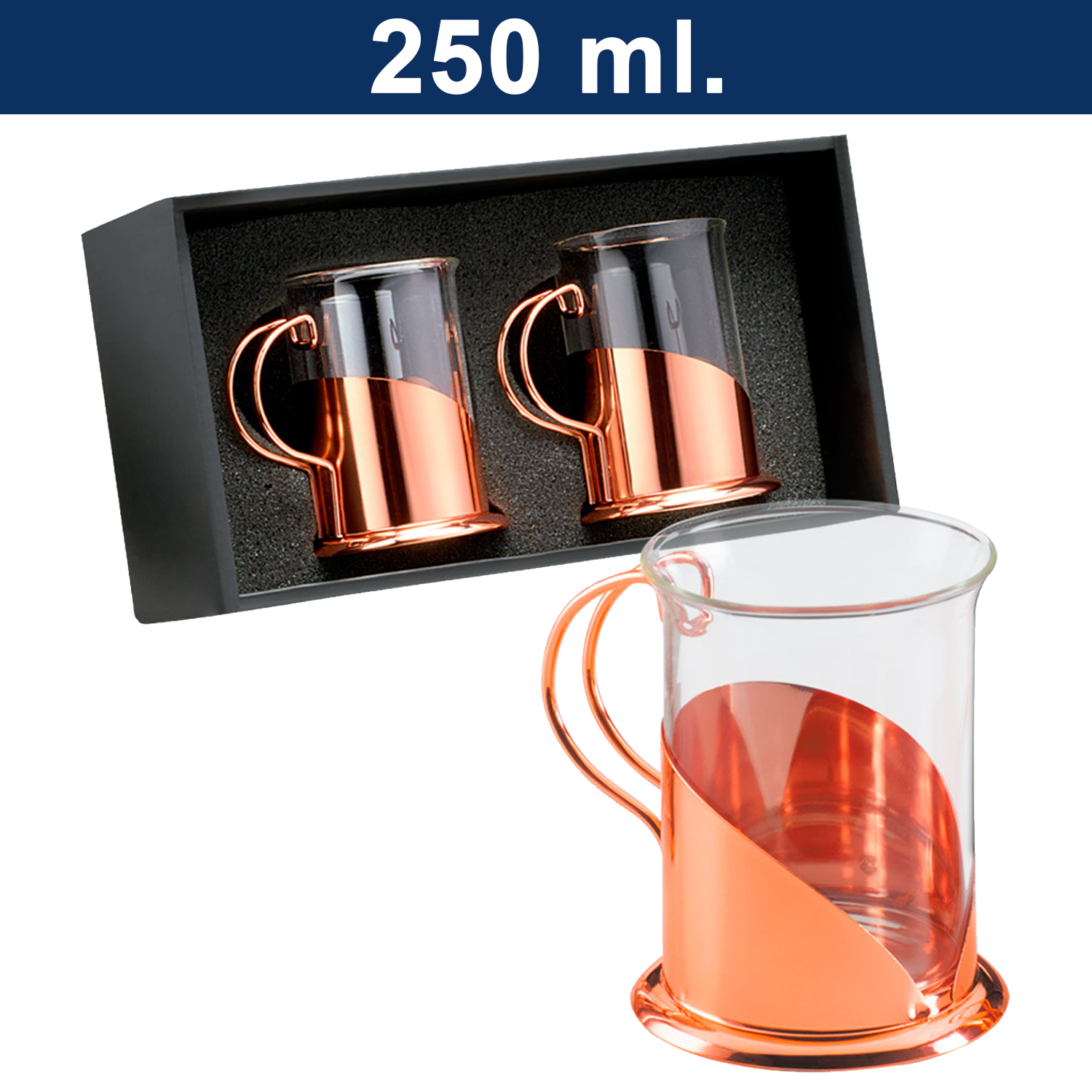 Set de 2 tazas para caf&eacute; encobrizadas